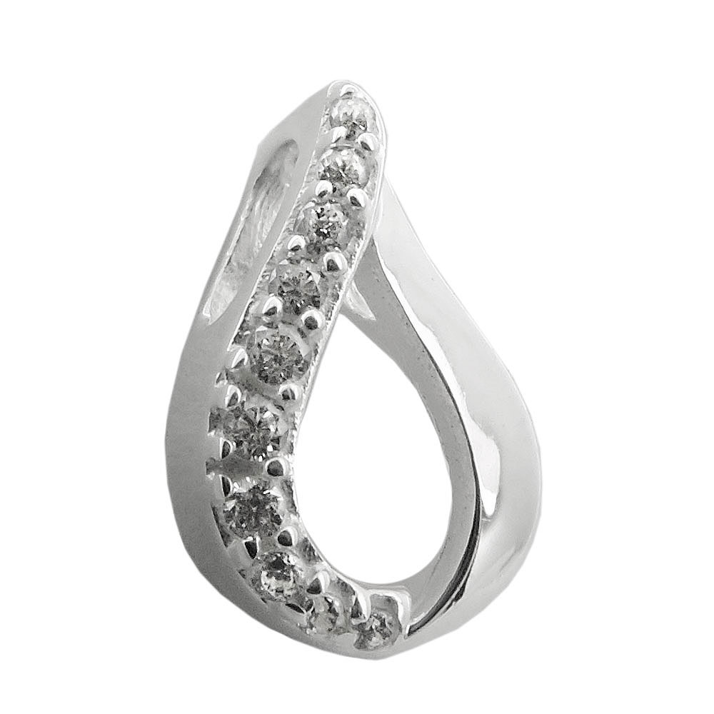 Pendentif argent 925 zirconias ovale poli