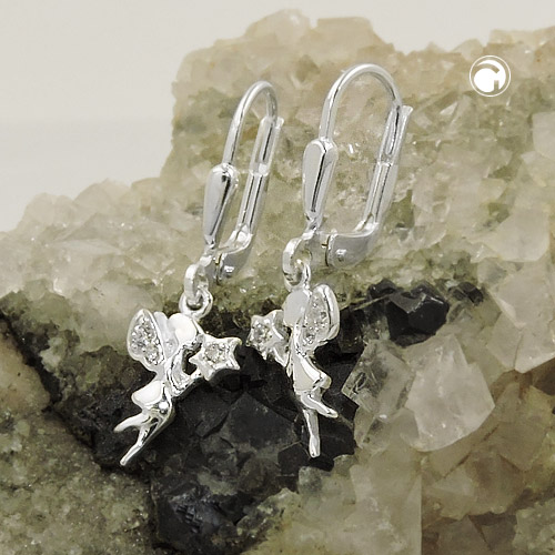 Paire de boucles d'oreilles argent sterling avec zirconium vue de côté