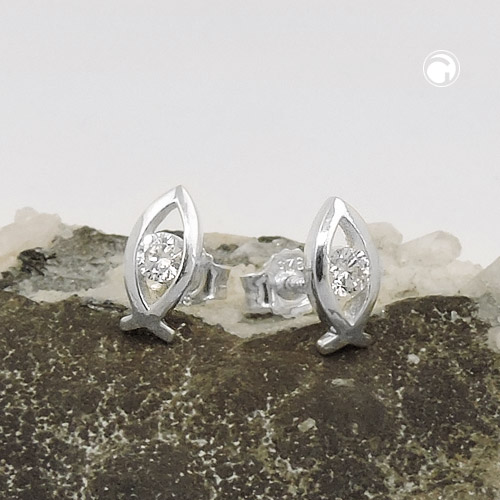 Paire de boucles d'oreilles argent sterling symbole chrétien