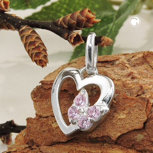 Bijou argent sterling pendentif coeur avec papillon
