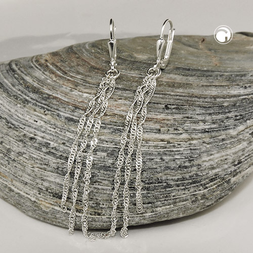 Paire de boucles d'oreilles fines en argent sterling avec chaîne