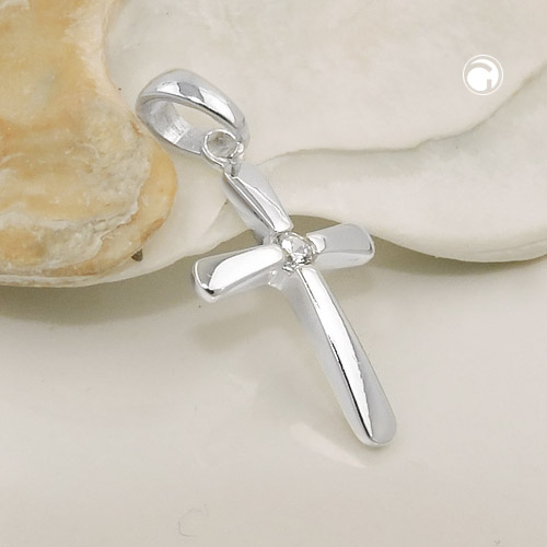 Croix en argent sterling sertie d'un zirconia