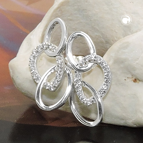 Paire de boucles d'oreilles en argent sterling design ellipses