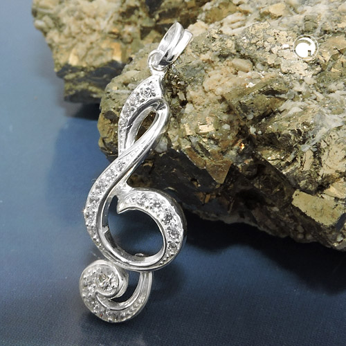 Bijou argent sterling clé orné de zirconias
