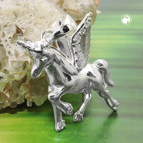 Pendentif argent cheval ailé vue de profil