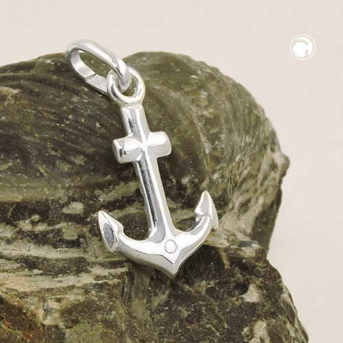 Vue de profil du pendentif ancre argent 925