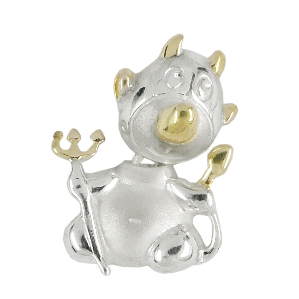 Pendentif argent 925 diable poli deux tons vue face