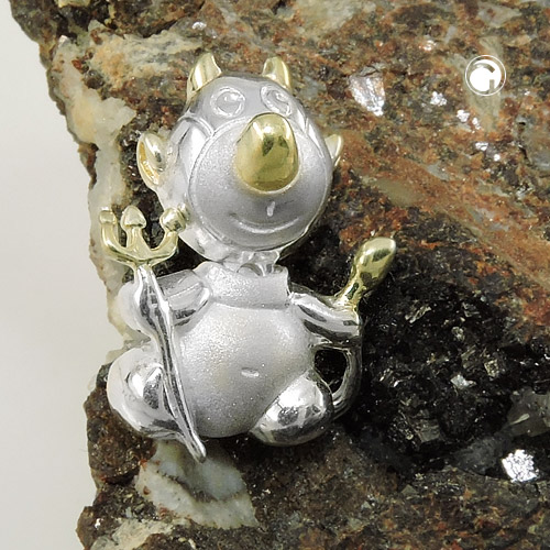 Pendentif argent sterling diable 19x14 mm vue profil