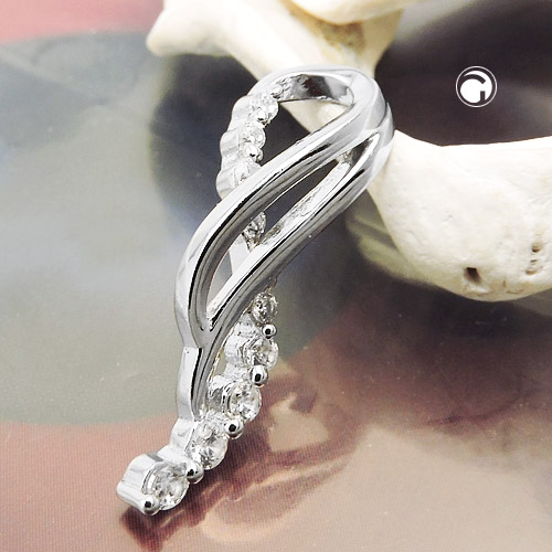 Bijou argent sterling pendentif zirconium rhodié vue détaillée