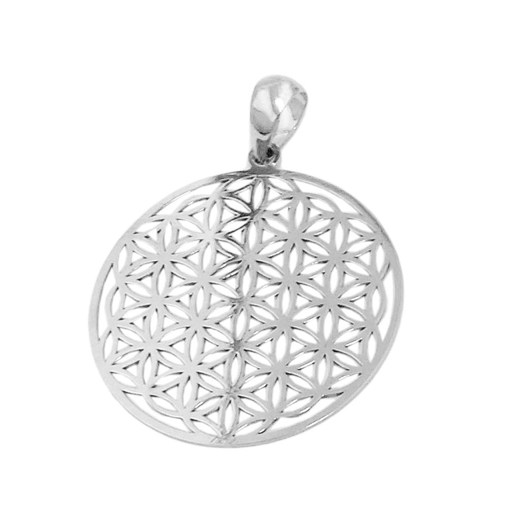 Pendentif argent Fleur de Vie, argent 925, motif géométrique sacré