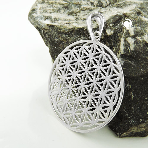 Bijou argent sterling pendentif Fleur de Vie, vue détaillée du symbole