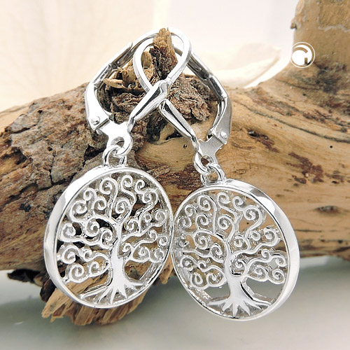 Paire de boucles d'oreilles en argent sterling arbre, design élégant