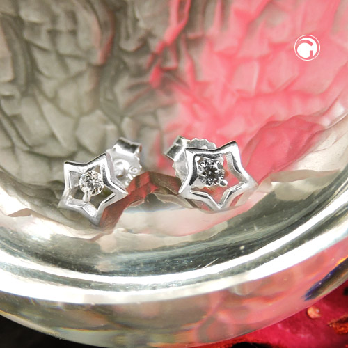 Dormeuses argent sterling forme étoile avec zirconium