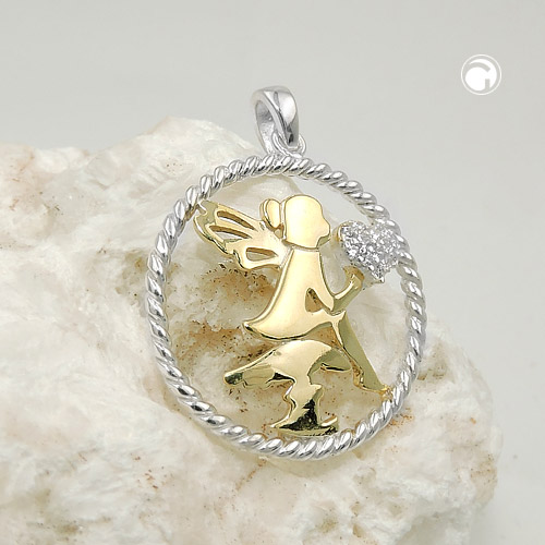 Pendentif fée argent sterling cœur, détail du motif
