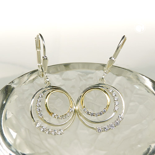 Boucles d'oreilles argent sterling cercles fermoir levier vue profil