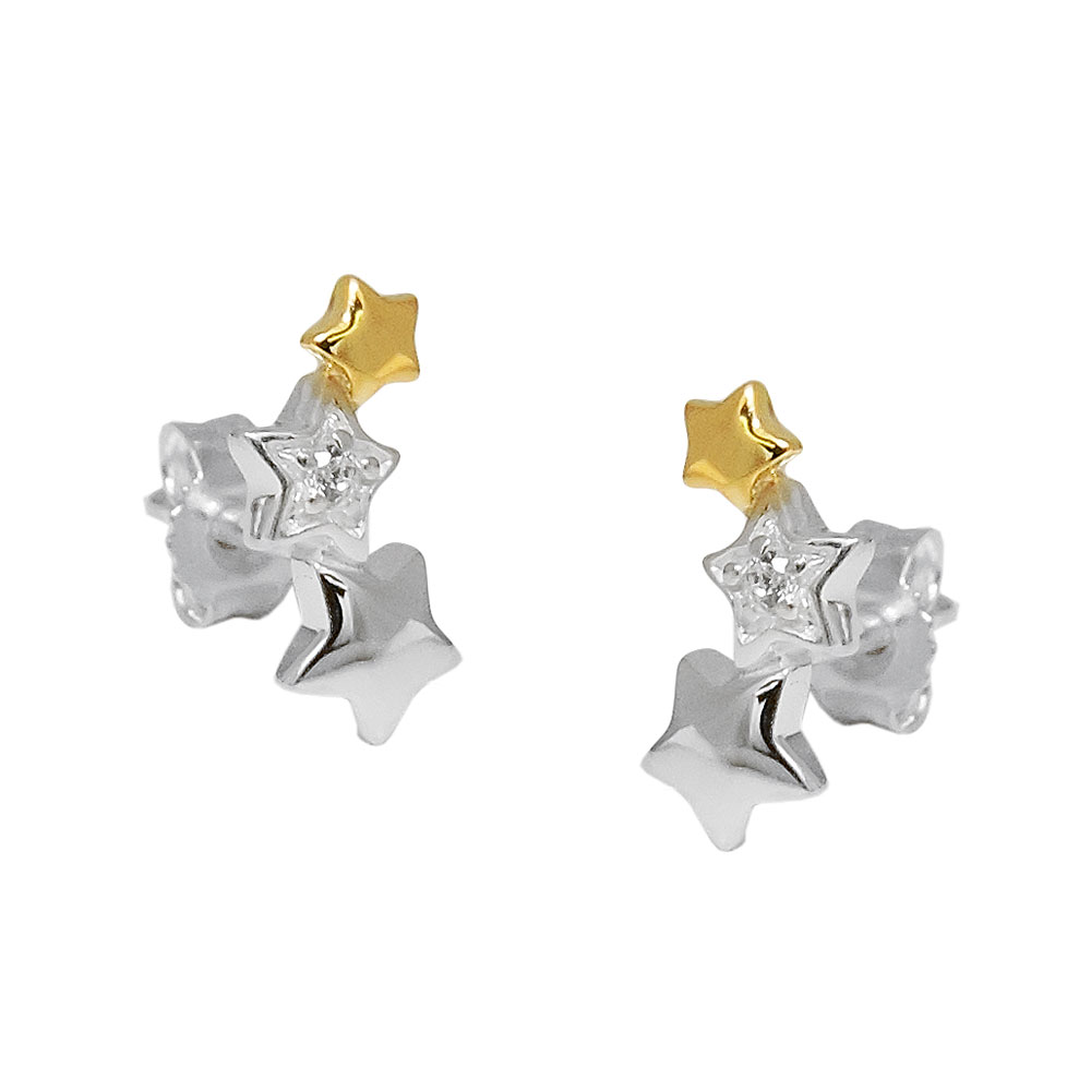 Boucles d'oreilles argent 925 en forme d'étoile avec zirconium