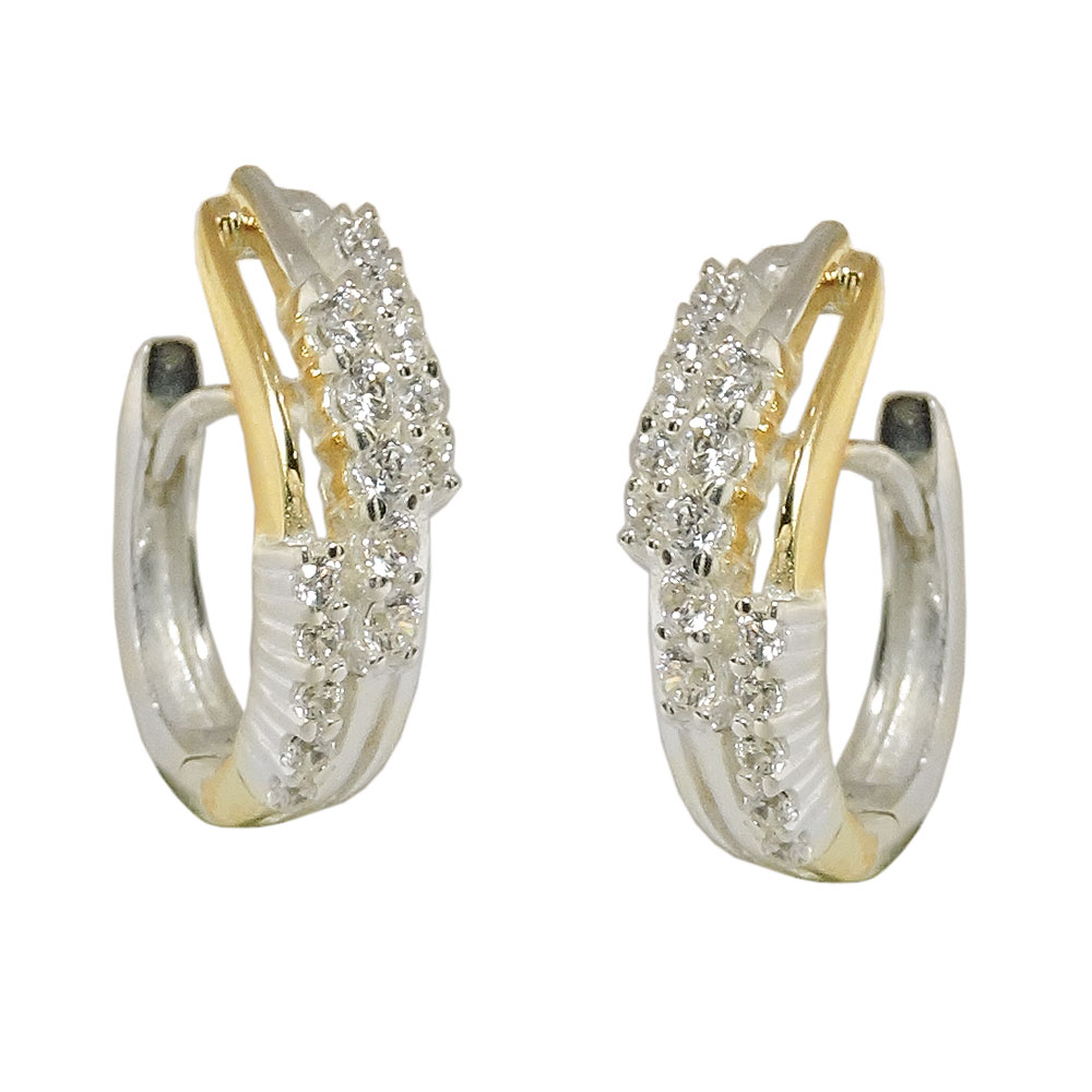 Boucles d'oreilles argent 925 hoop avec zirconias