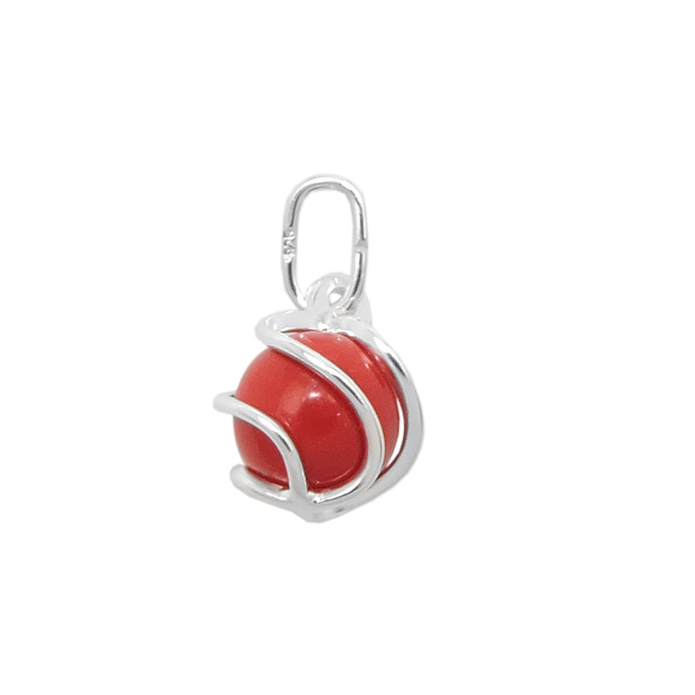 Pendentif argent 925 corail reconstitué vue face