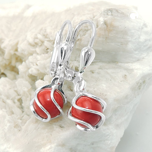 Boucles d'oreilles argent sterling perle vue de côté