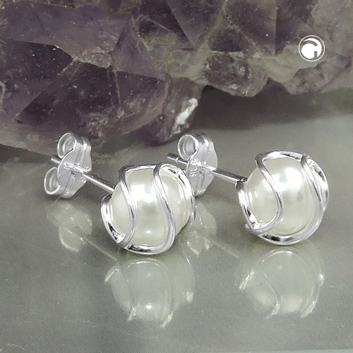 Boucles d'oreilles argent sterling corail reconstitué 7mm