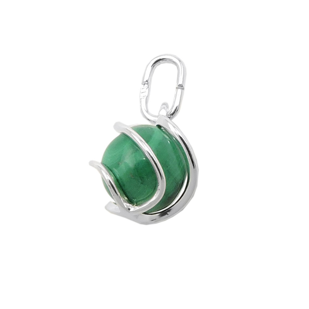 Pendentif argent 925 malachite vue face