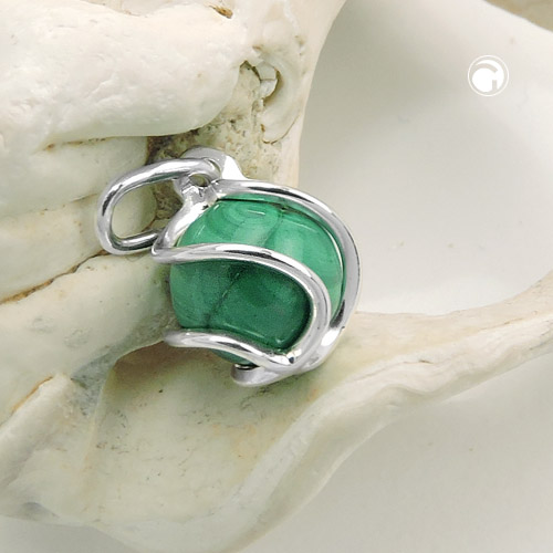 Pendentif argent sterling malachite de profil