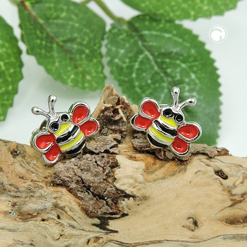 Boucles d'oreilles femme motif abeille argent sterling 8x8mm
