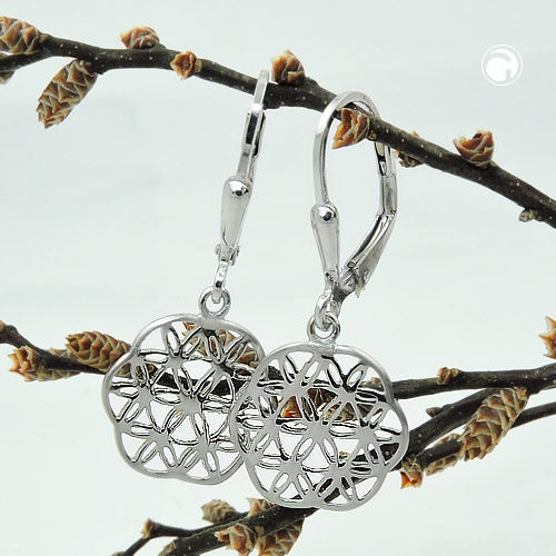 Boucles d'oreilles argent motif géométrique Fleur de Vie