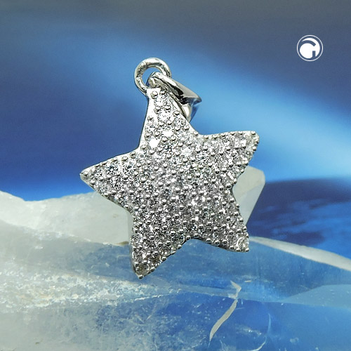 Vue rapprochée du pendentif argent étoile multicolore