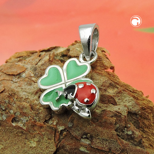 Pendentif argent sterling forme insecte trèfle détail