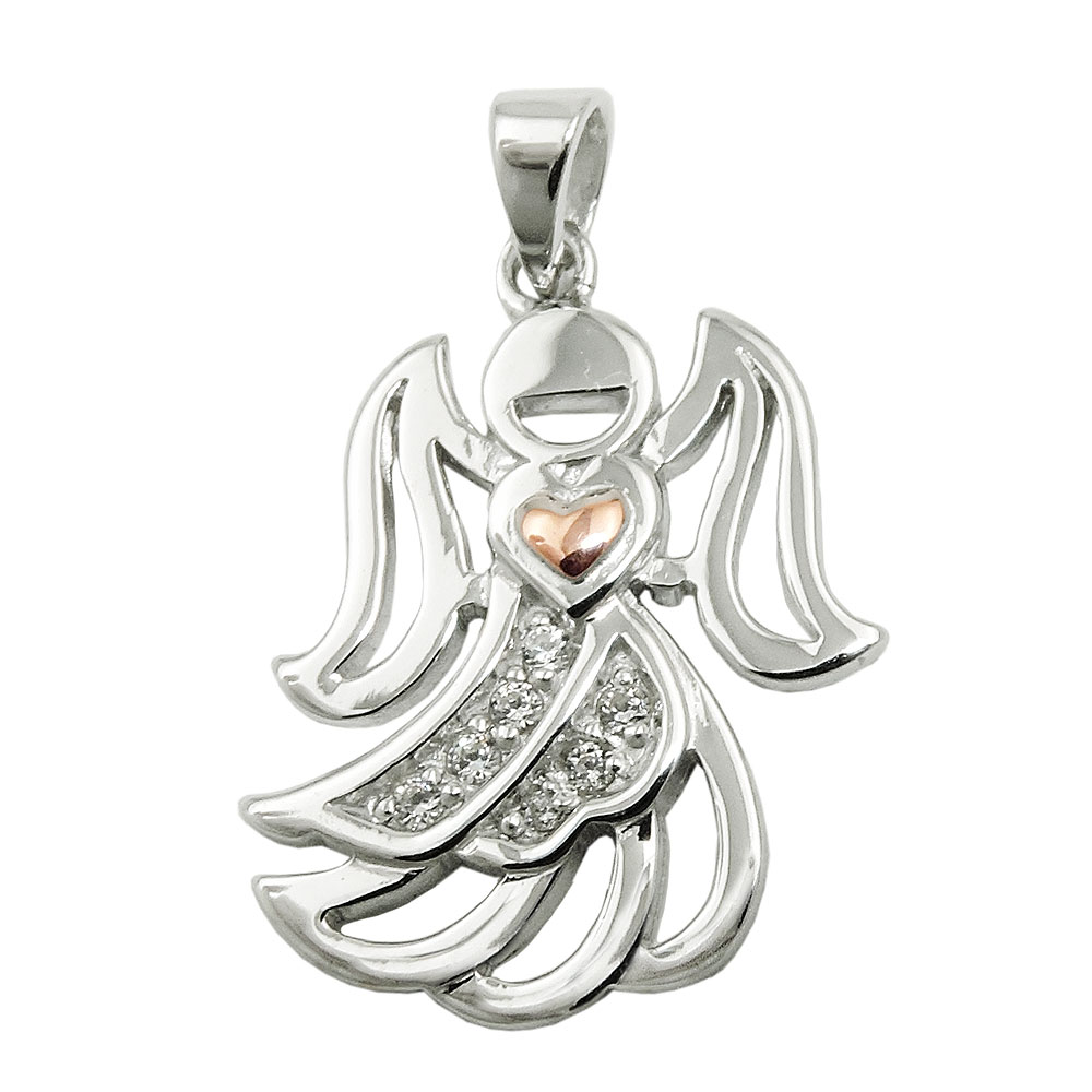 Pendentif ange argent 925 avec zirconia
