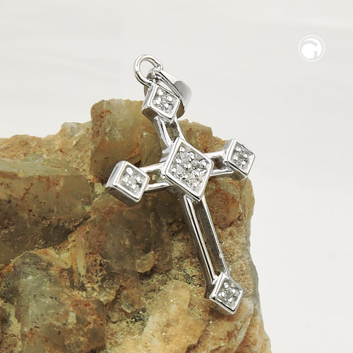 Pendentif croix argent sterling détail œillet