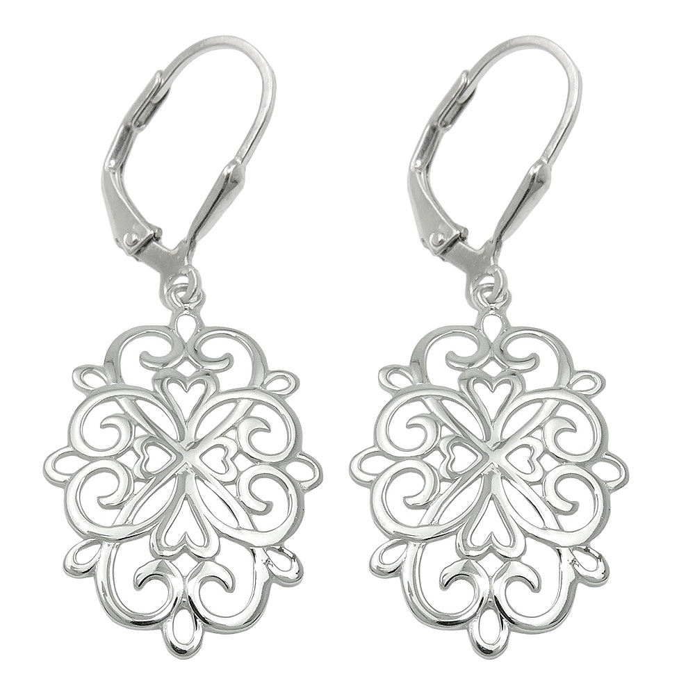 Boucles d'oreilles argent 925 Fleur de Vie vue de face