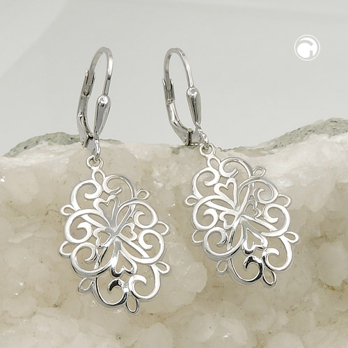 Paire de créoles argent sterling motif Fleur de Vie