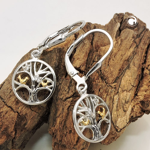 Boucles d'oreilles argent sterling forme arbre