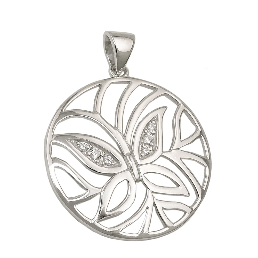 Pendentif argent 925 papillon avec zirconia