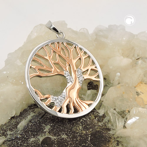 Pendentif argent 925 arbre de vie motif bicolore