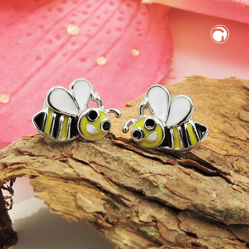 Paire de boucles d'oreilles abeille en argent 925 motif insecte