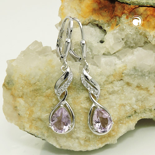 Boucles d'oreilles argent sterling pierre violette