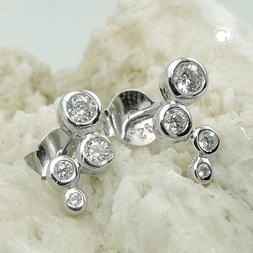 Puces d'oreilles argent sterling 4 zirconias