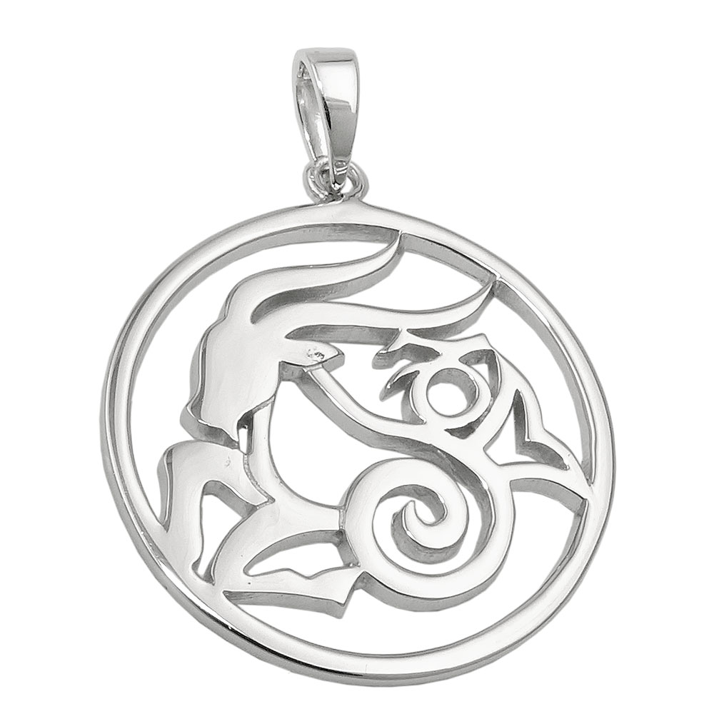 Pendentif argent 925 Capricorne sur fond blanc