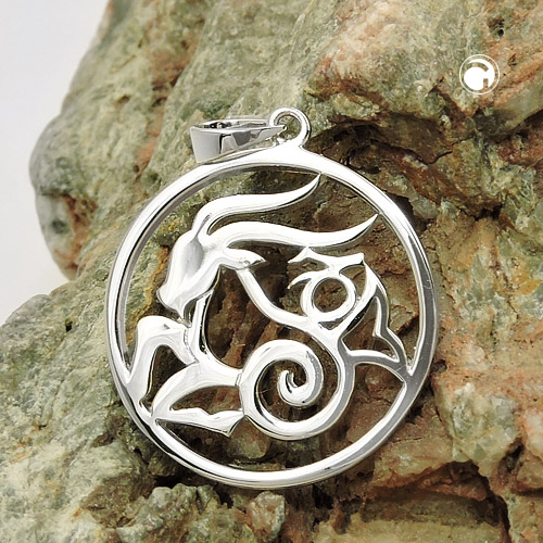 Pendentif argent sterling motif Capricorne de profil