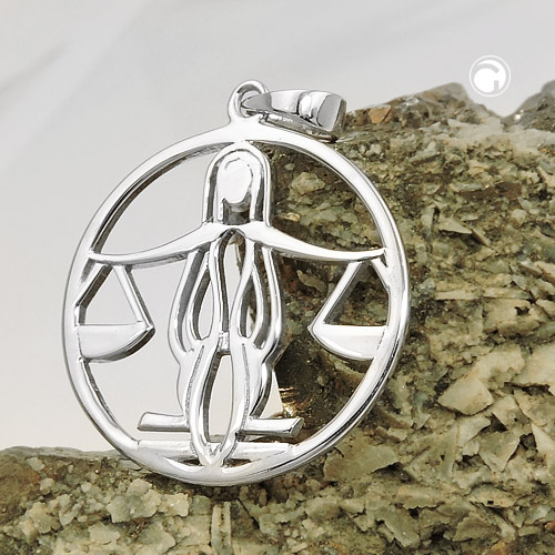 Pendentif astrologique Balance en argent sterling vu de face