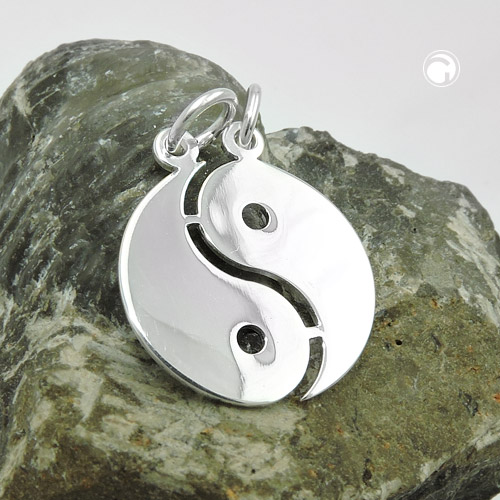 Pendentif argent sterling Yin-Yang vue de profil