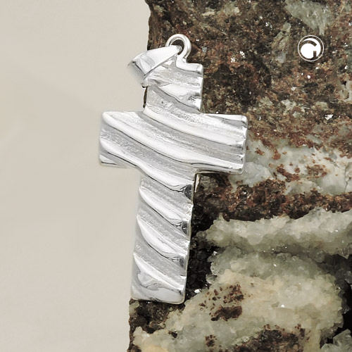 Bijou argent sterling pendentif motif vague et croix