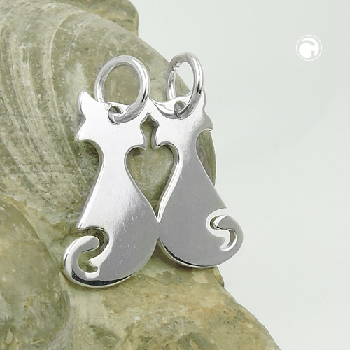Pendentif chat argent sterling duo félin