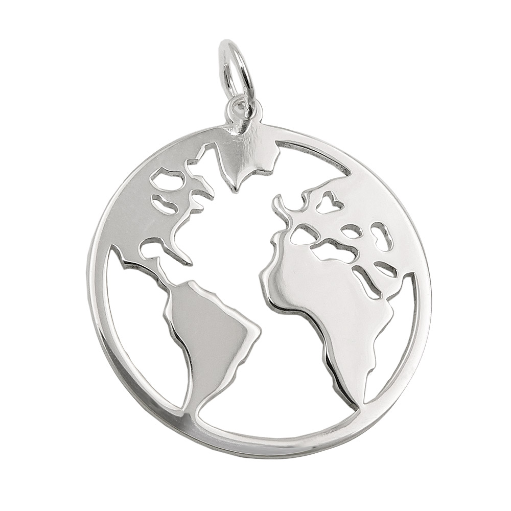 Pendentif argent planisphère vue face