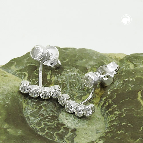 Boucles d'oreilles argent sterling forme nœud avec zircon