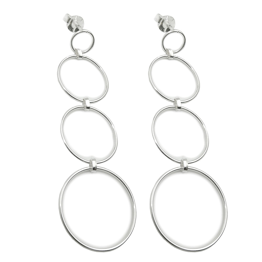 Boucles d'oreilles argent 925 quatre anneaux mobiles