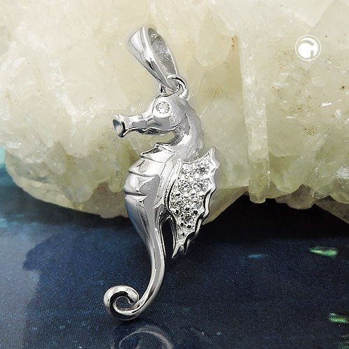 Hippocampe en argent sterling pendentif vue de face